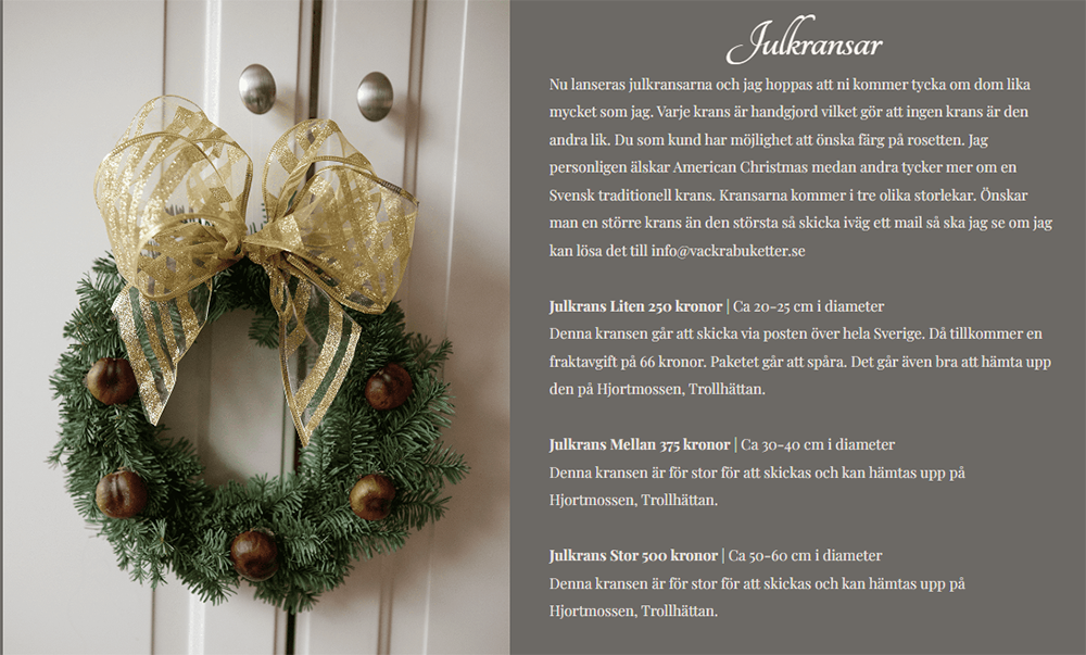 Köp din Julkrans hos Vackrabuketter.se