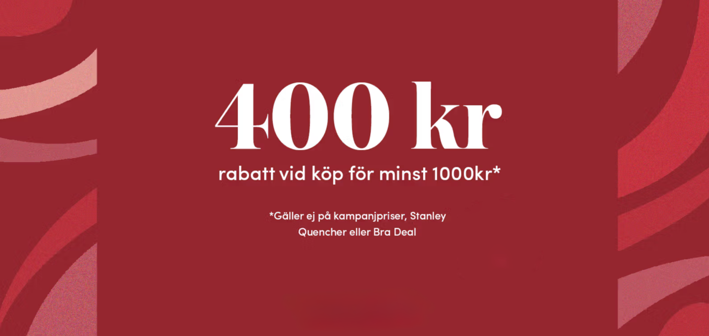 400 kr rabatt vid köp för minst 1000 kr